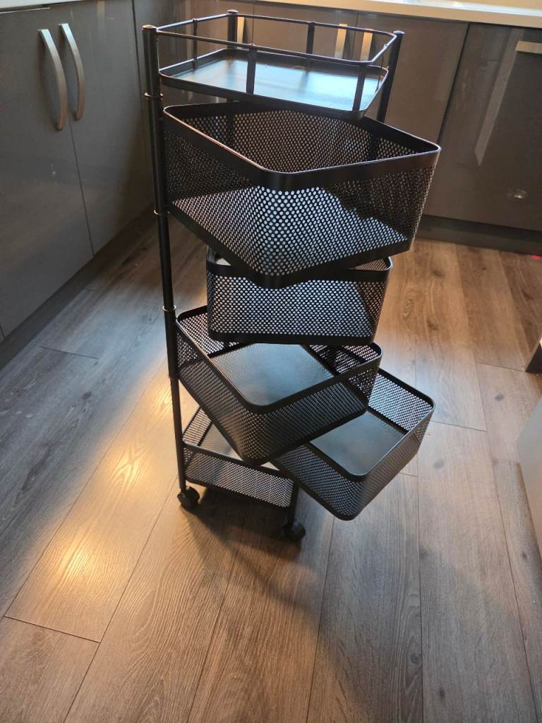 Black metal stacking trolley