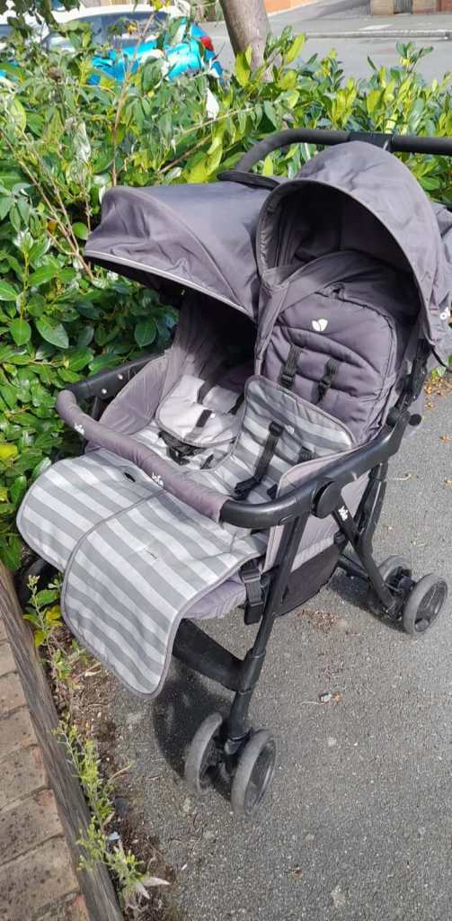 TWIN FOLD UP PUSHCHAIR , grey , free local delivery , post to anywhere 