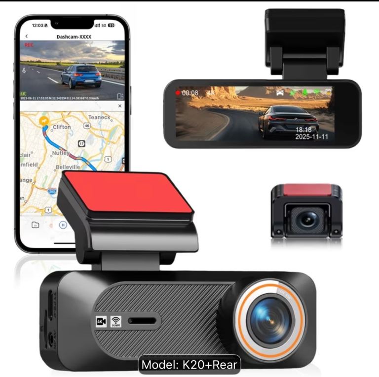 4K Dash Cam, Front n Rear, G sensor, 5G, app control