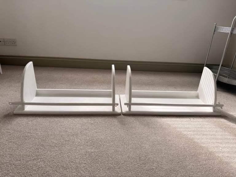 White Wooden Wall-Mounted Book Shelves - Good Condition