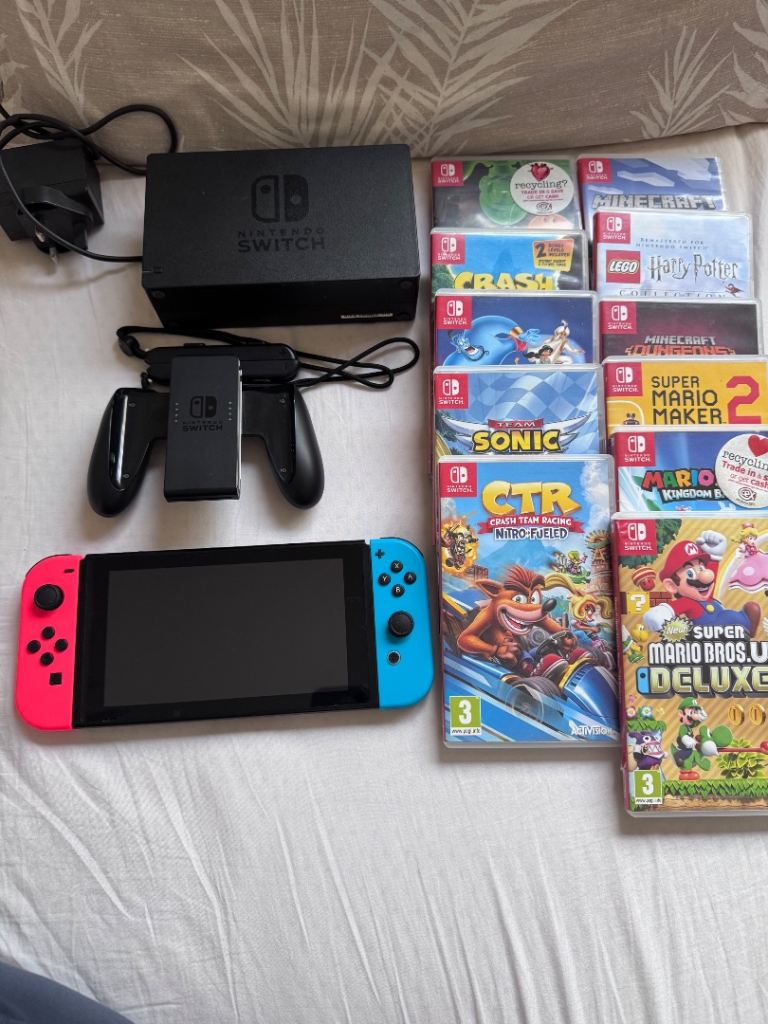 Nintendo Switch Console & Dock with 10 Games Bundle