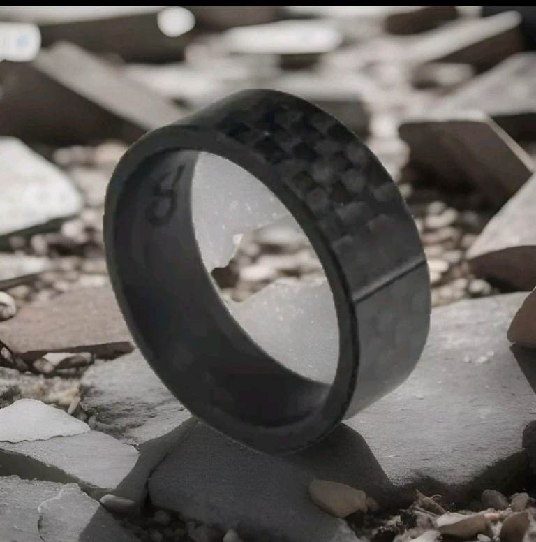 Mens Carbon Fibre Black Ring Size  M½