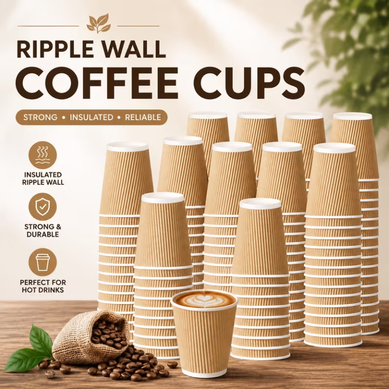 500 - Disposable Ripple Paper Cups for hot drinks