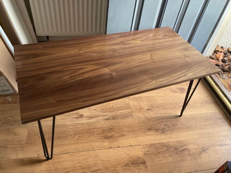 SOLD SOLD SOLD Coffee table solid wood top with hairpin metal legs