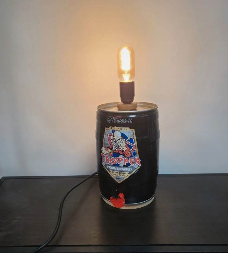 Unique Iron Maiden Trooper Beer Barrel Keg Table Lamp