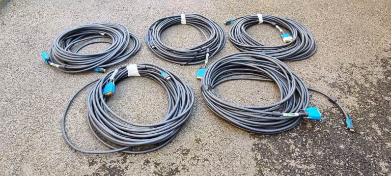 5 x 20m HDMI to DVI Cables (Used)