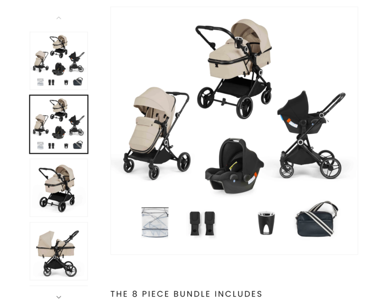 Ickle Bubba Atom Cirrus i-Size Travel System 8-Piece Bundle – Beige, New