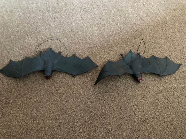 2 Hanging Rubber Toy Bats