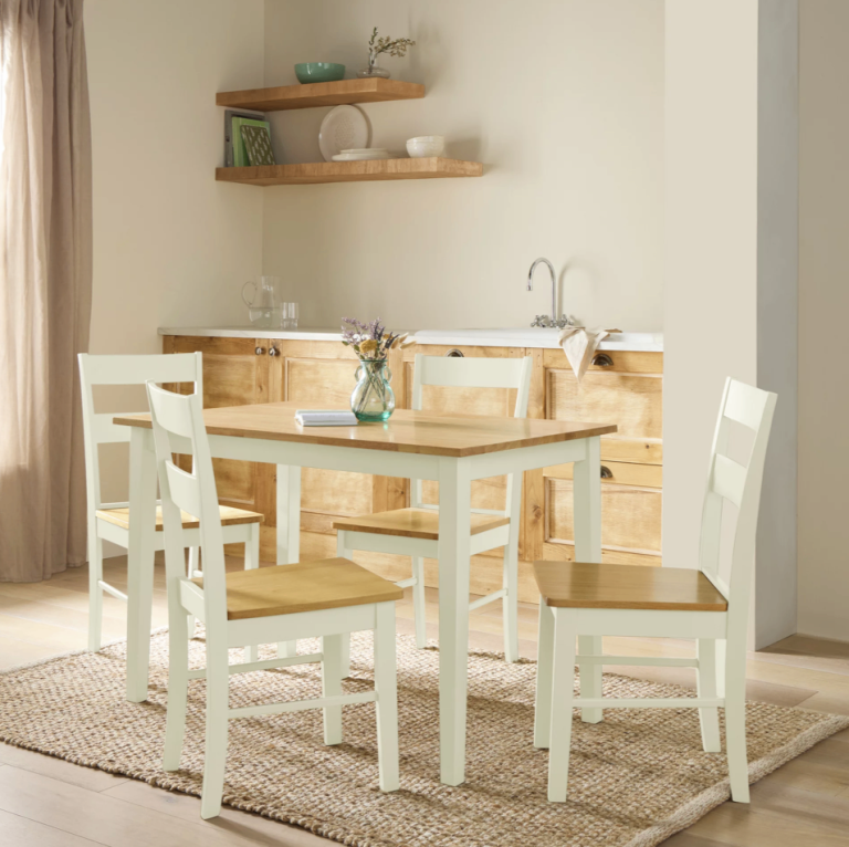 Habitat Chicago Solid Wood Table & 4 Two Tone Chairs