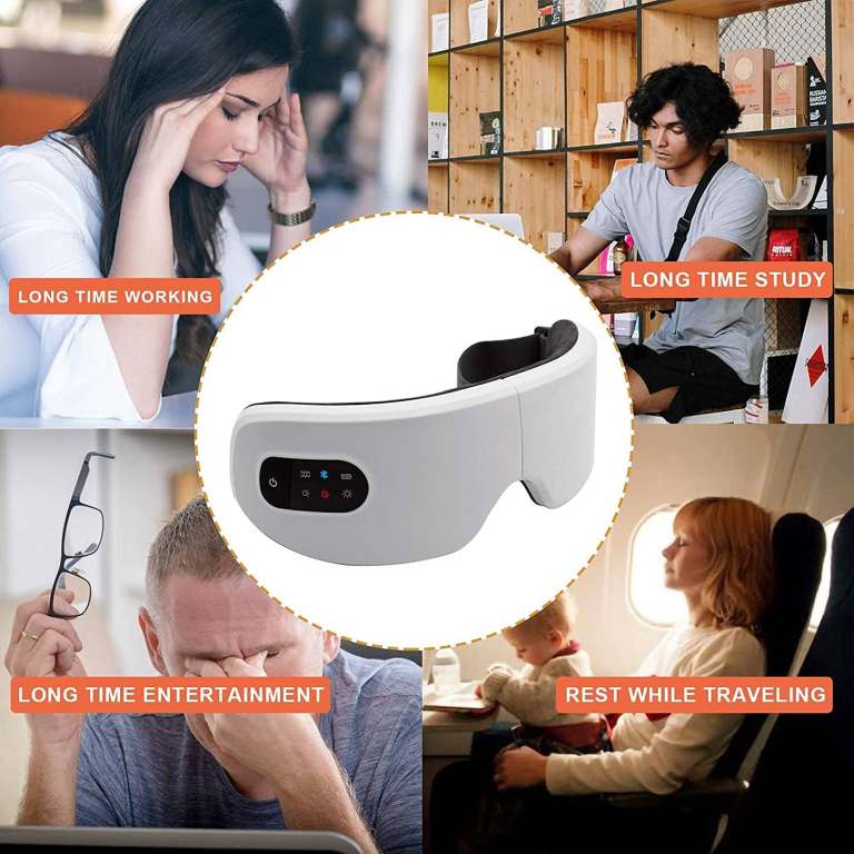 Wireless Smart Electric Heated Eye Massager with Built-In Bluetooth + Pressure Vibration