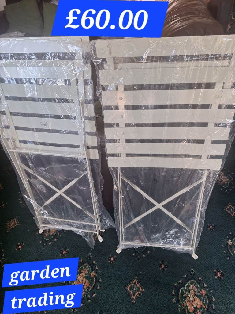 Garden Trading White Metal Folding Chairs – NEW