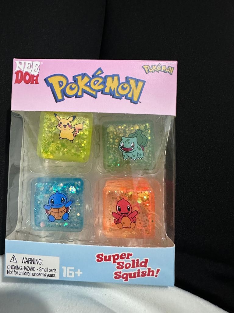 NEW Pokemon NeeDoh Super Solid Squish! 4-Pack – Pikachu, Bulbasaur, Squirtle, Charmander