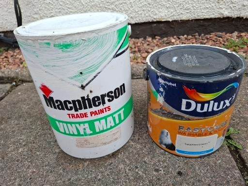 TWO TINS OF PAINT(APROX. HALF FULL) *****FREE****
