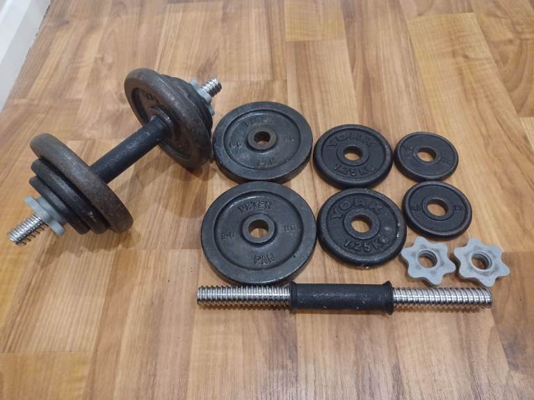 20KG CAST IRON DUMBBELL WEIGHTS SET - 2 x 10KG