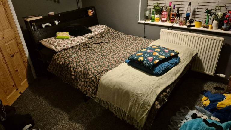 image for Double Bed with shelf in head board (no mattress)