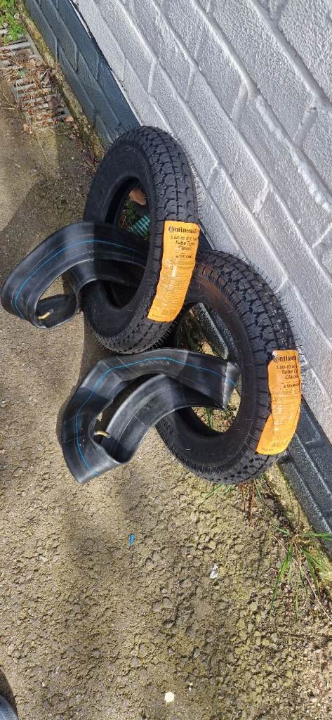 Brand new Set of 2 Scooter CONTINENTAL CLASSIC TREAD TYRES 3.50x10