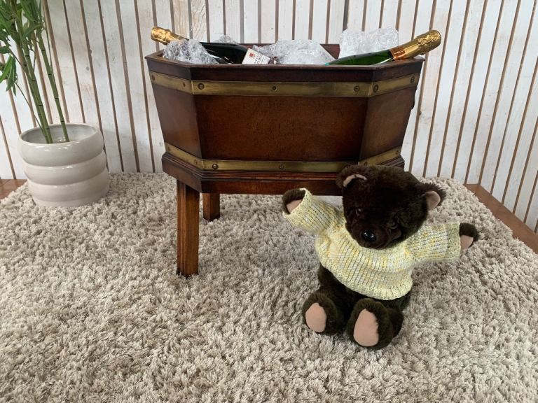 Vintage Wooden Jardinière Planter Stand Brass Bound Octagonal Plant Pot Holder Regency Style