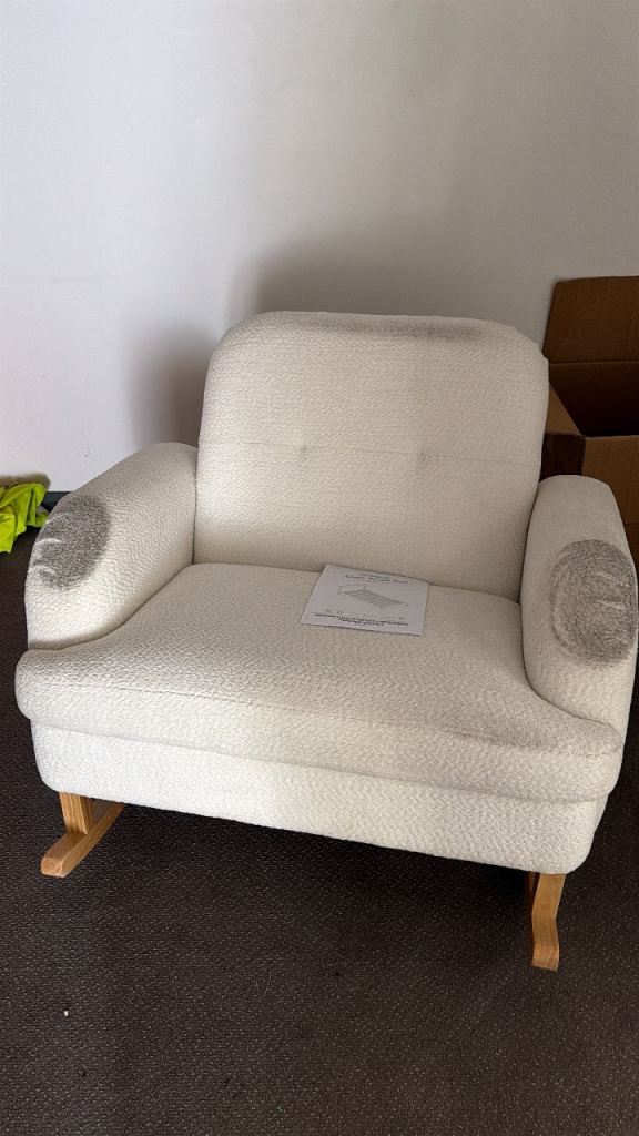 CuddleCo Cream Fabric Rocking Chair – Shows Some Wear