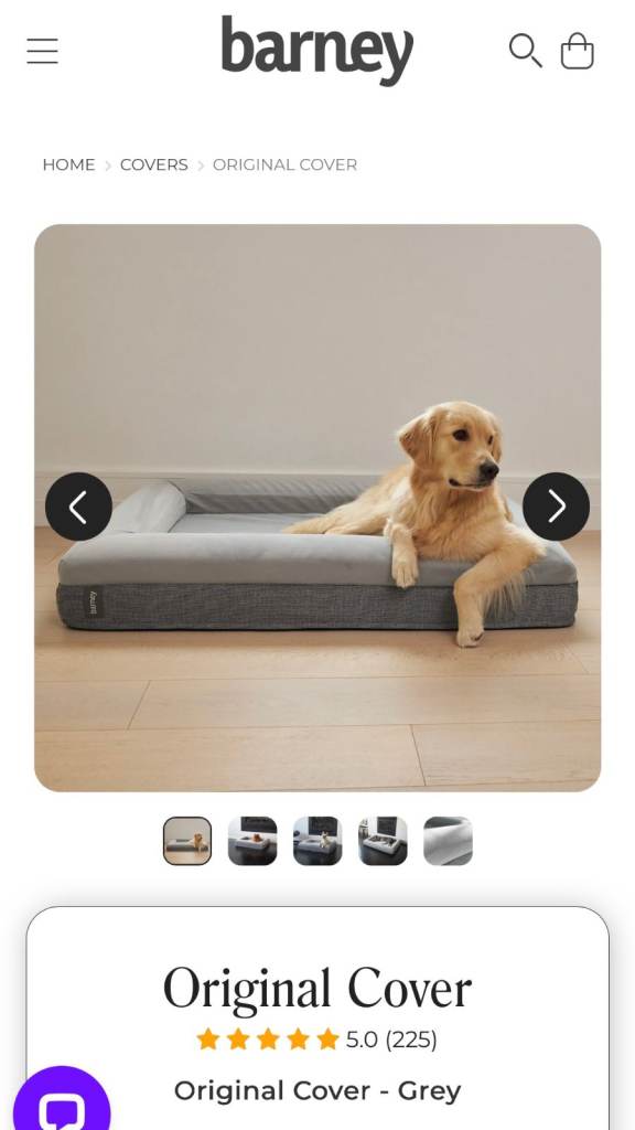 Barney Large dog bed Original Cover - Grey