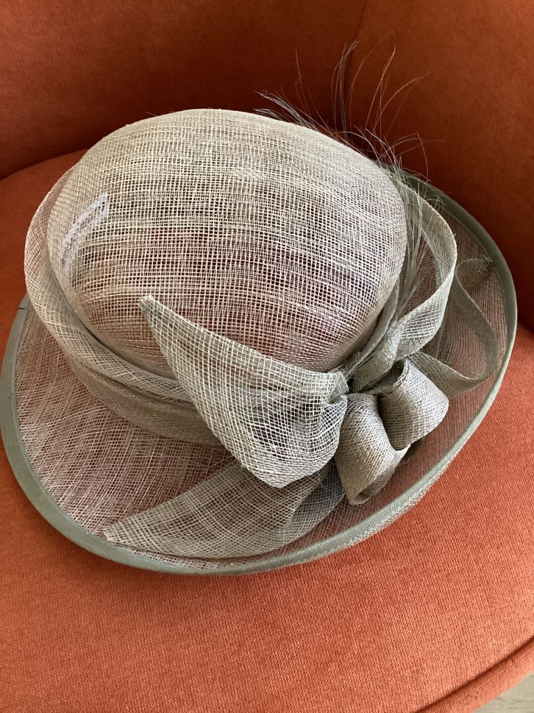 Ladies Wedding hat. Dark cream/ light brown by Hat Studio Design