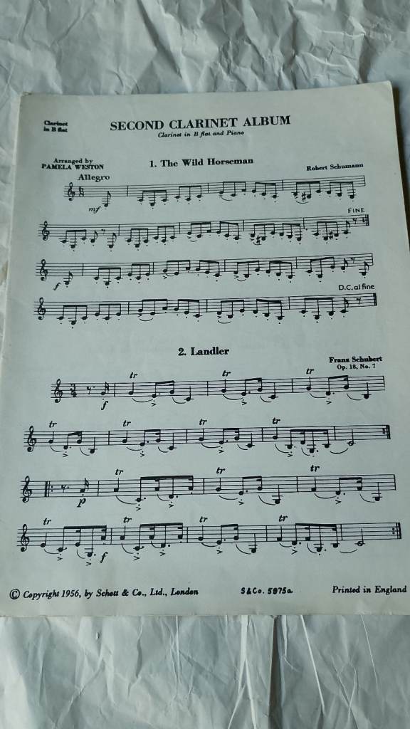 Selection of sheet music for clarinet