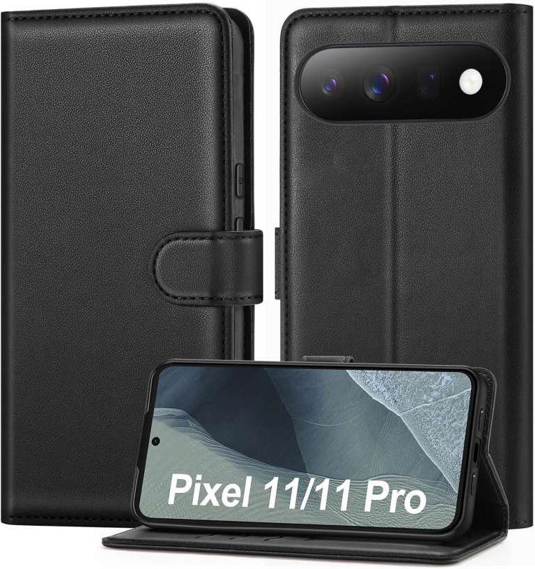 ivencase leather cardholder wallet case for Google Pixel 11 or Pixel 11 Pro - Black