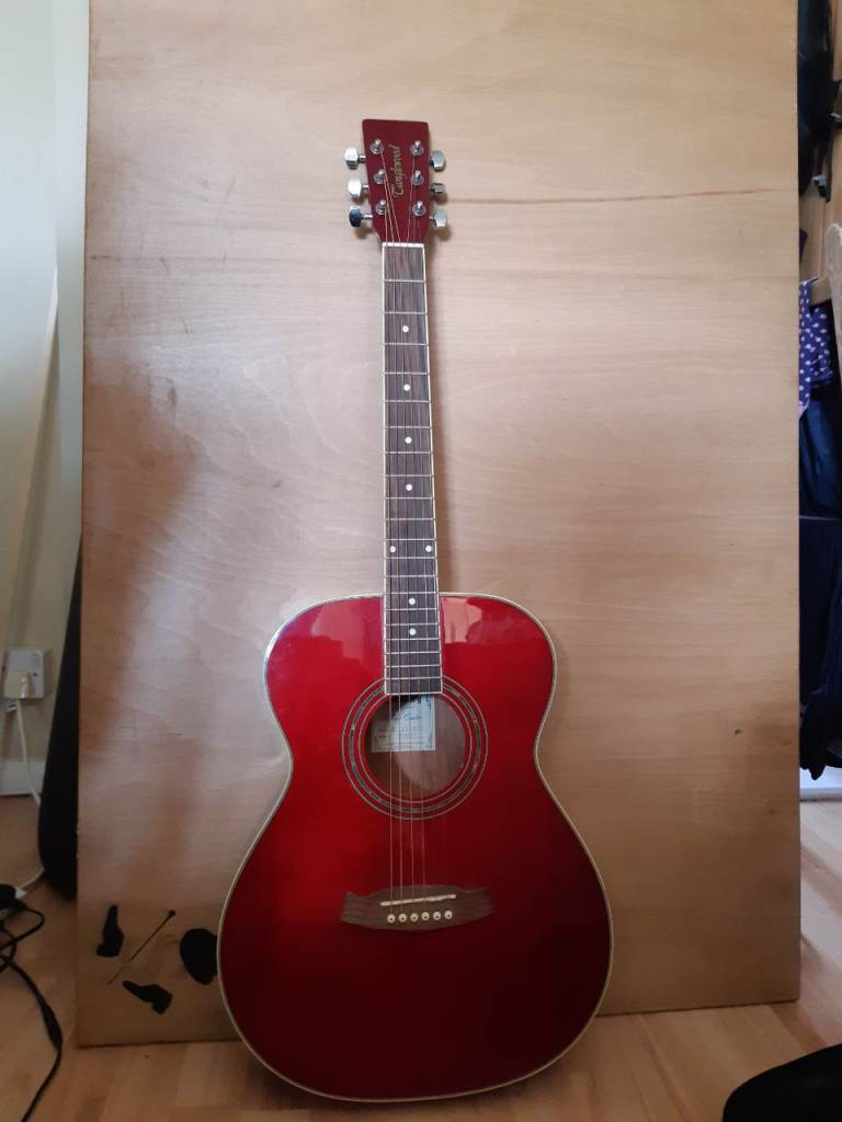 Red tanglewood acoustic guitar