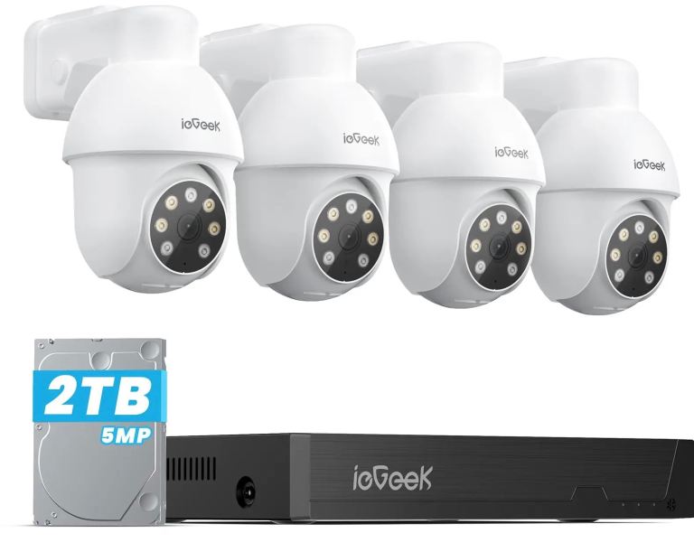ieGeek 5MP PoE CCTV Security System with 2TB HDD, AI Human & Vehicle Detection
