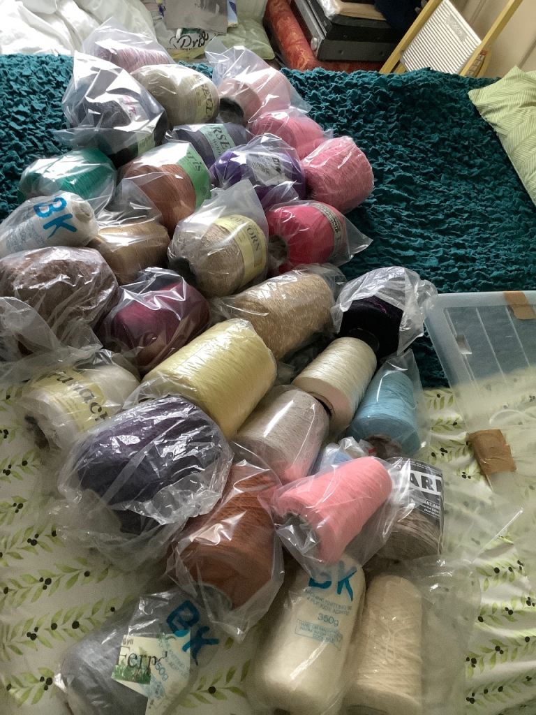 Large quantity Machine knitting wool cones over 30 4ply pure , mohair , acrylic ,400g 500g 300g 