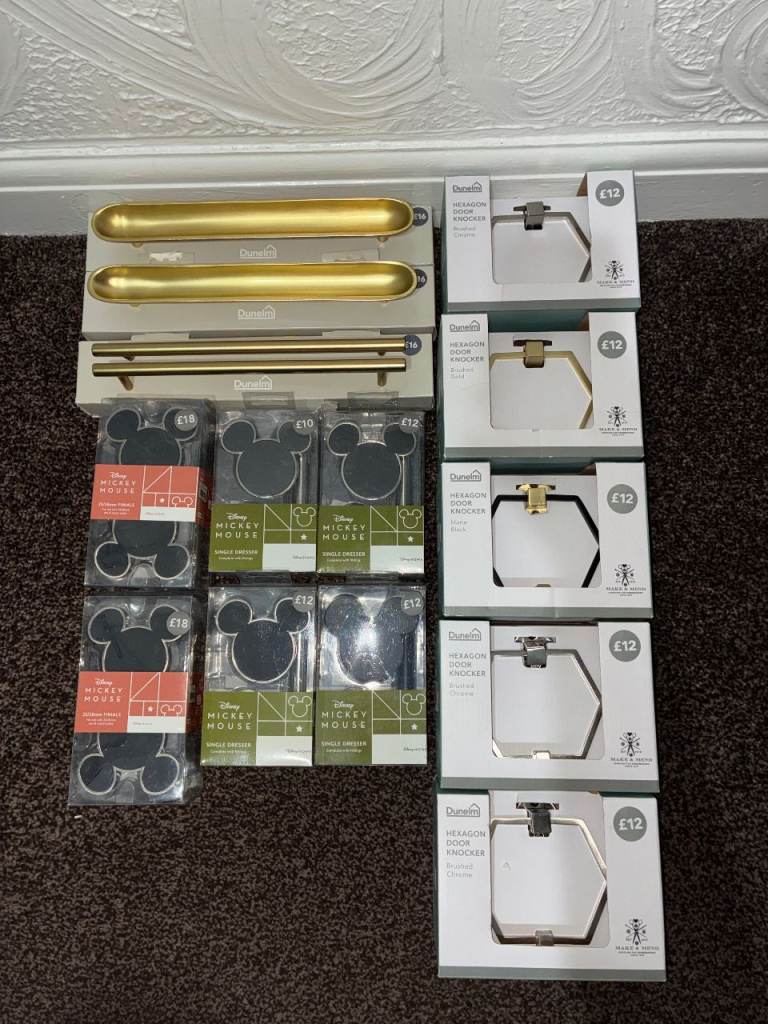 Job Lot Door Handles, Hexagon Knockers & Mickey Knobs Bundle DIY