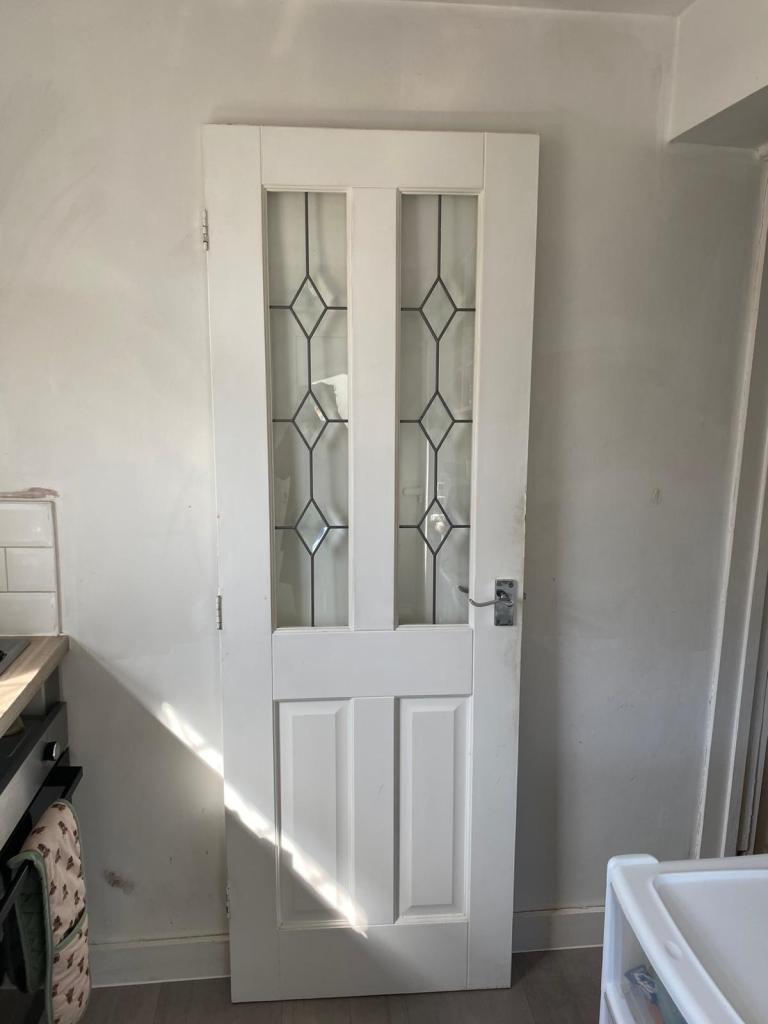 4 panel glass door solid wood 