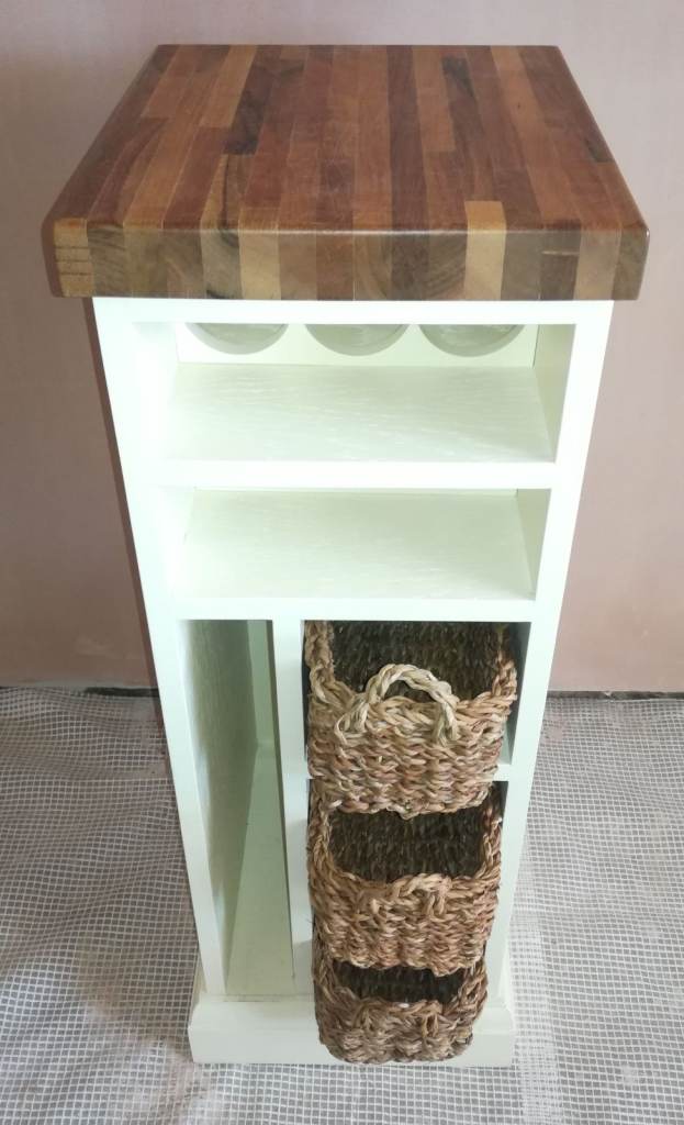 Kitchen Island Shaker Style Storage Unit Wine Rack Tray Rack Walnut Wood On Casters  