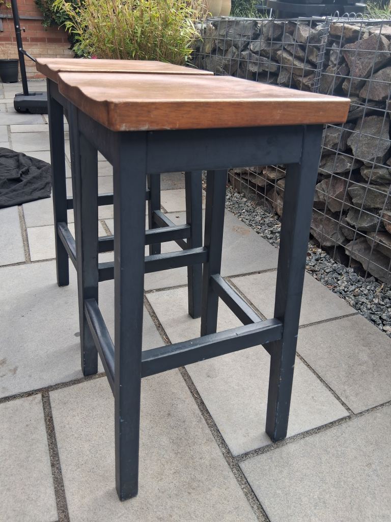 Wooden bar stools x2 painted 