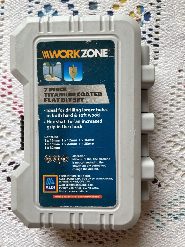 WORKZONE 7 Piece Titanium Coated Flat Bit Set - New