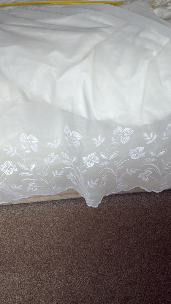 Two lace-type curtains, good condition