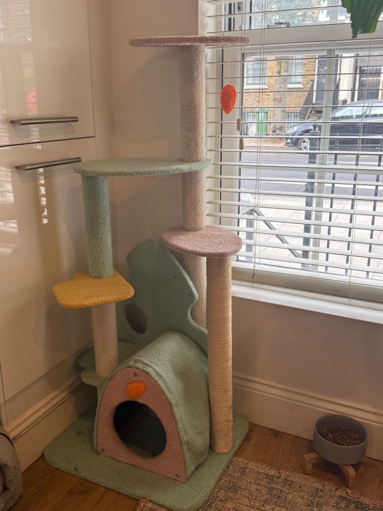 Pastel coloured cat tree 
