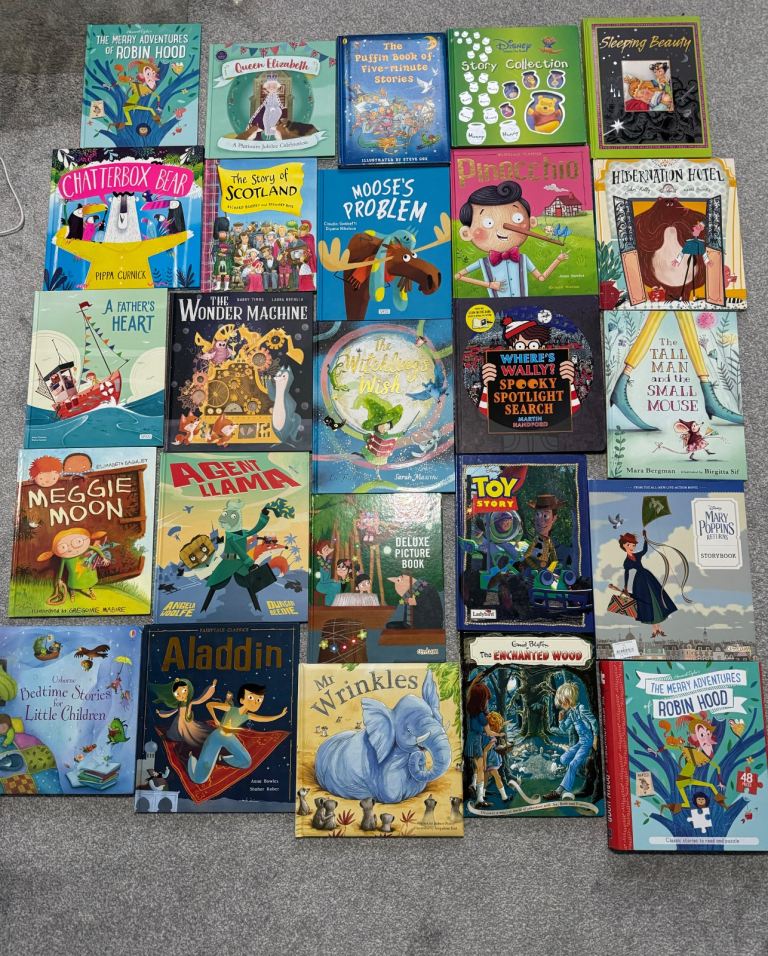 Various hard cover books