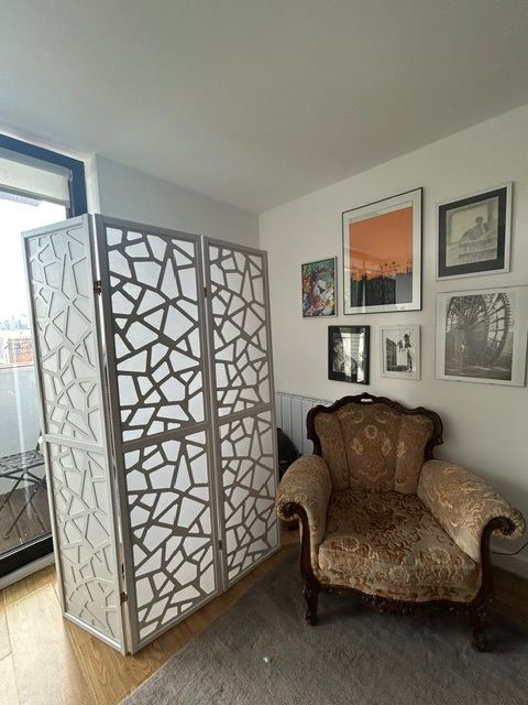 White Geometric Design Room Divider Screen