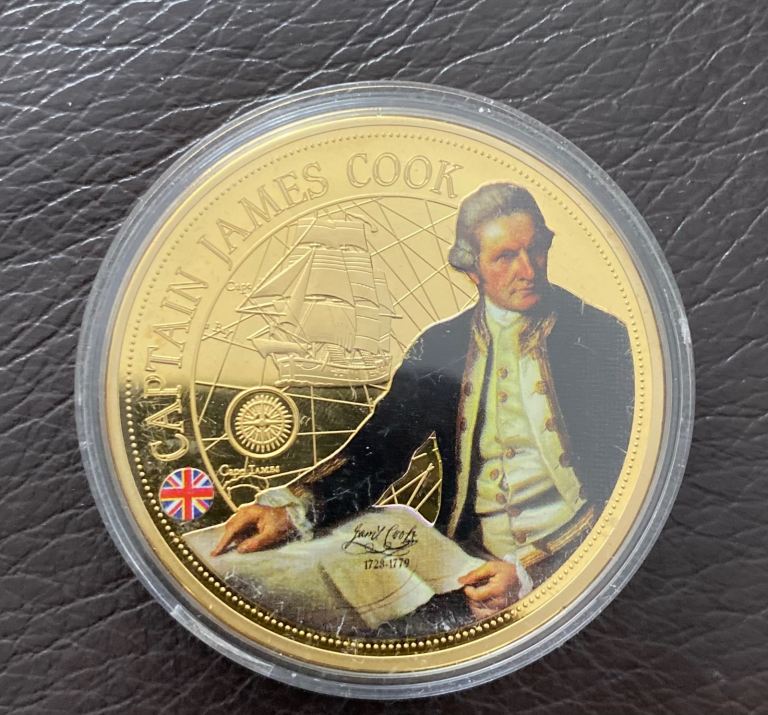 Captain James Cook Commemorative Coin - Gold Coloured