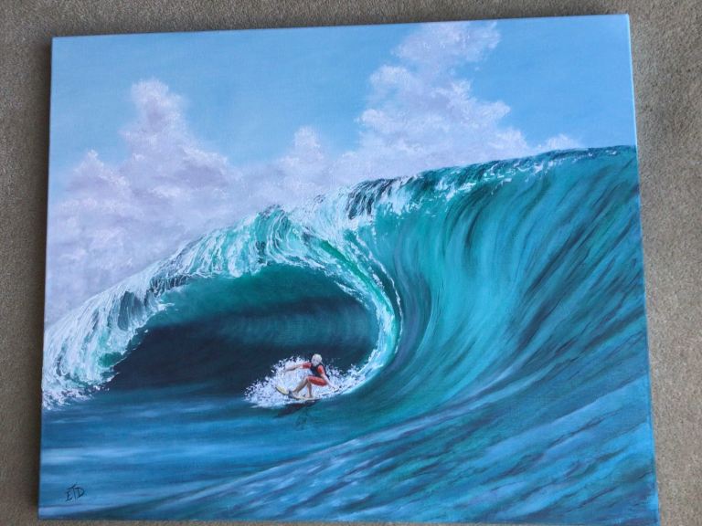 Original Oil on canvas painting. ‘Catching a Wave’. Reduced.
