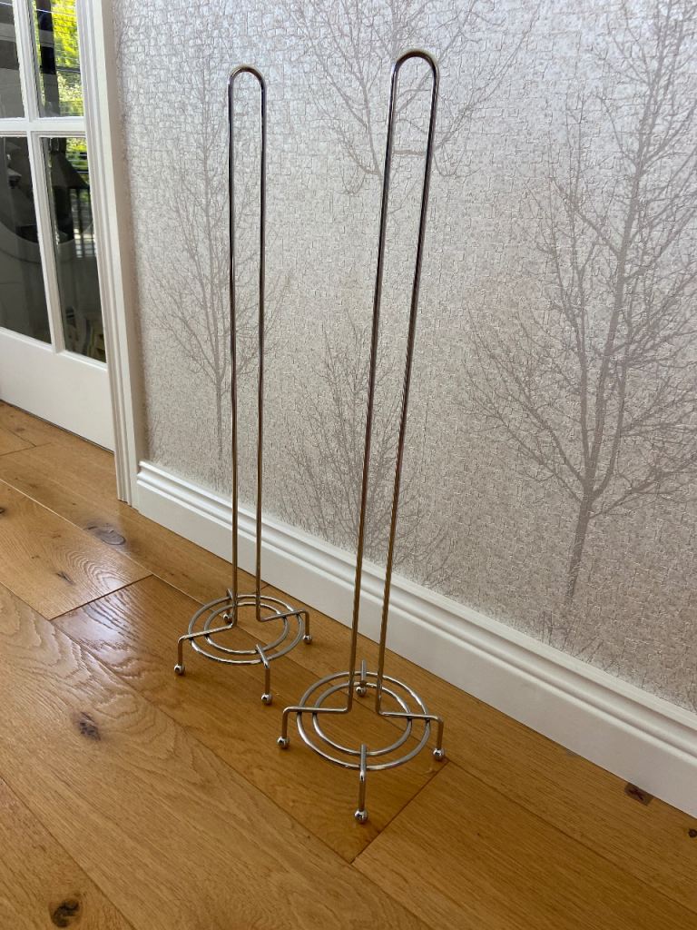 2 Tall Chrome Toilet Roll Holders 