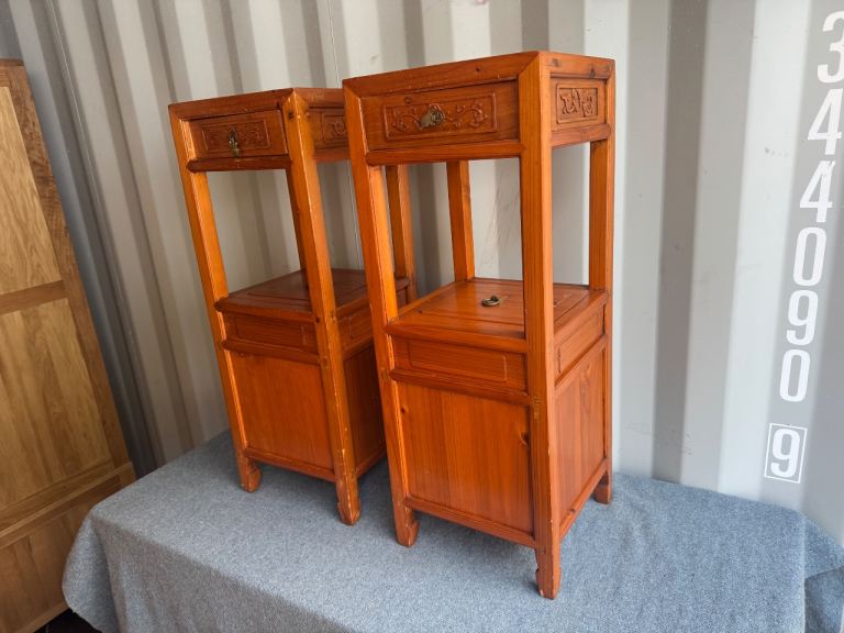 Solid Wood oriental Bedside Cabinets Possible Delivery 