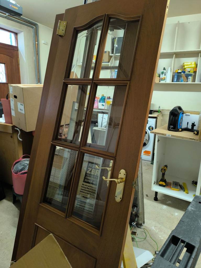 Pair of wood half glazed french doors