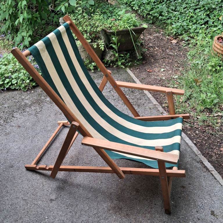 Vintage Green/Cream Deck Chair - V.G.C | in Botley, Hampshire | Gumtree