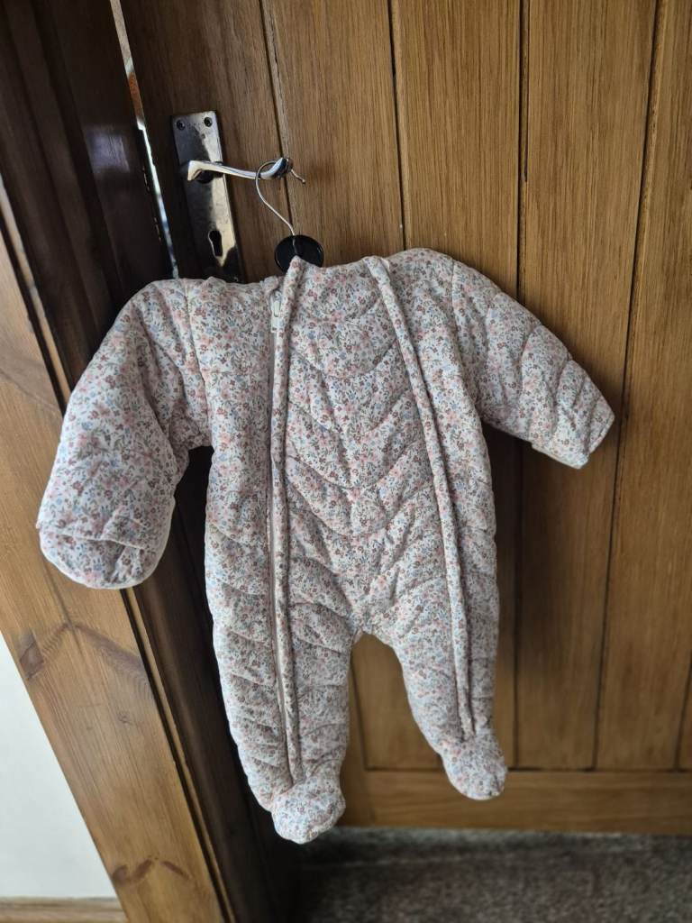 Pure cotton floral Hooded padded pramsuit