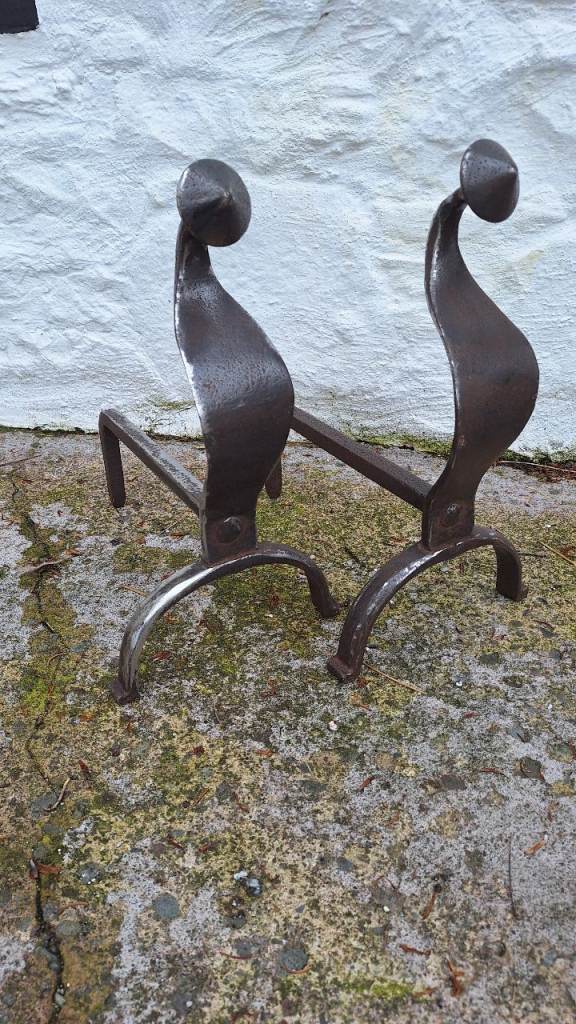Pair of Wrought Iron Fire Dogs / Andirons