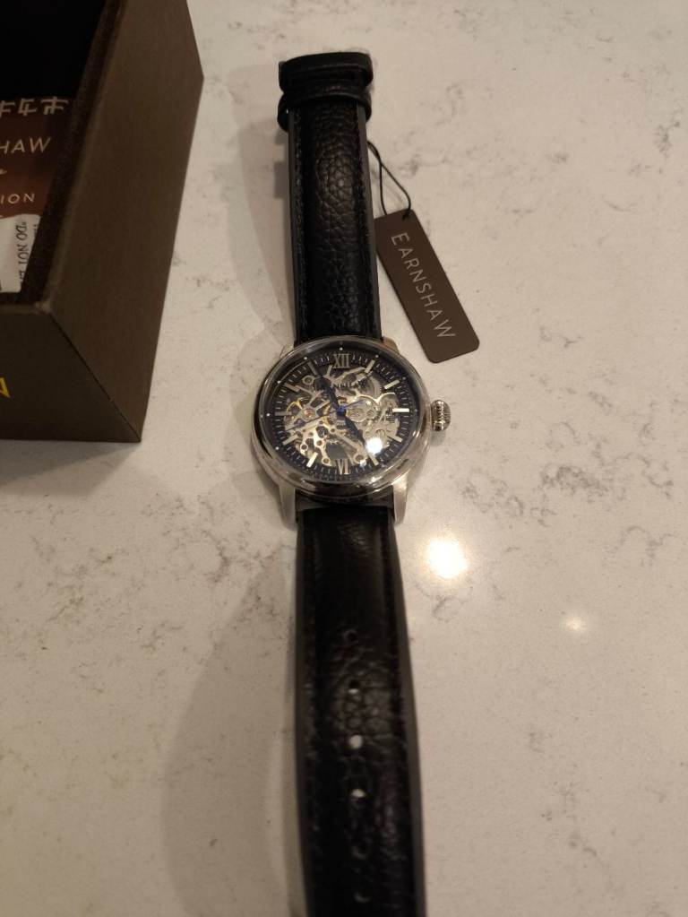 Gents, mens, automatic skeleton watch, new in box