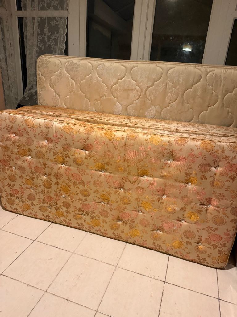Single Bed Mattress and Metal Headboard – Fair Condition
