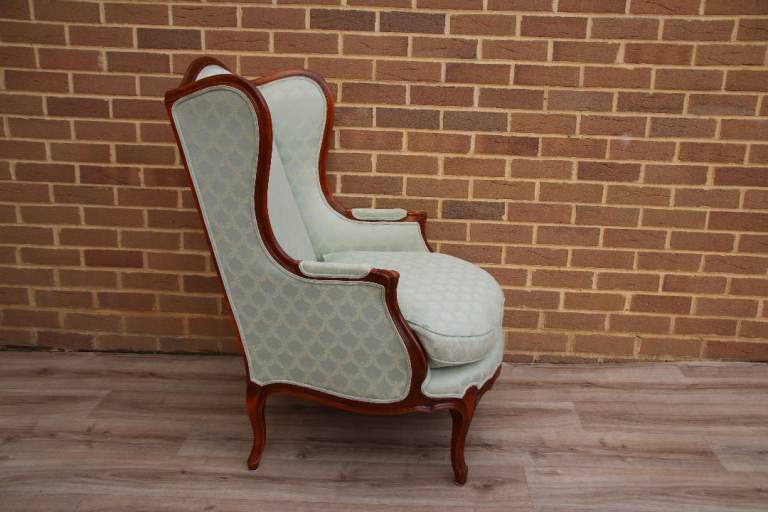 Wesley Barrell French Wingback Armchair with Footstool (UK Delivery)