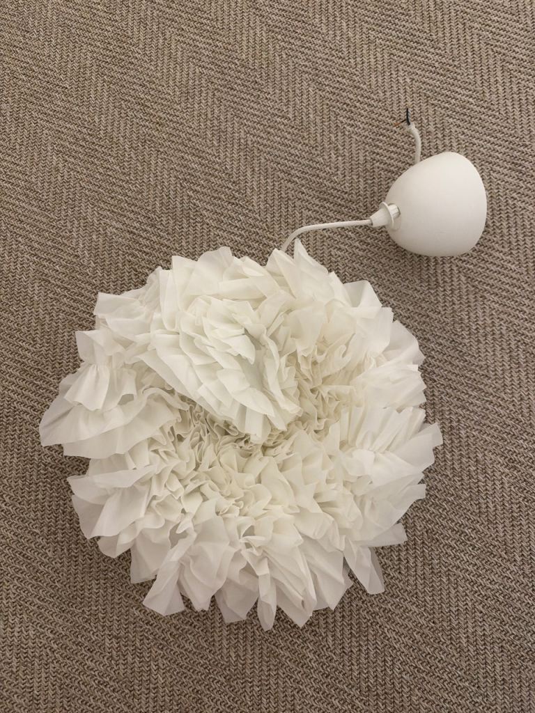 White Ruffled Ceiling Lamp Shade – Good Condition
